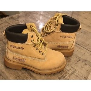 Coleman insulated Nubuck Leather big Boys' Size 4 Lace Up Boots Beige Tan